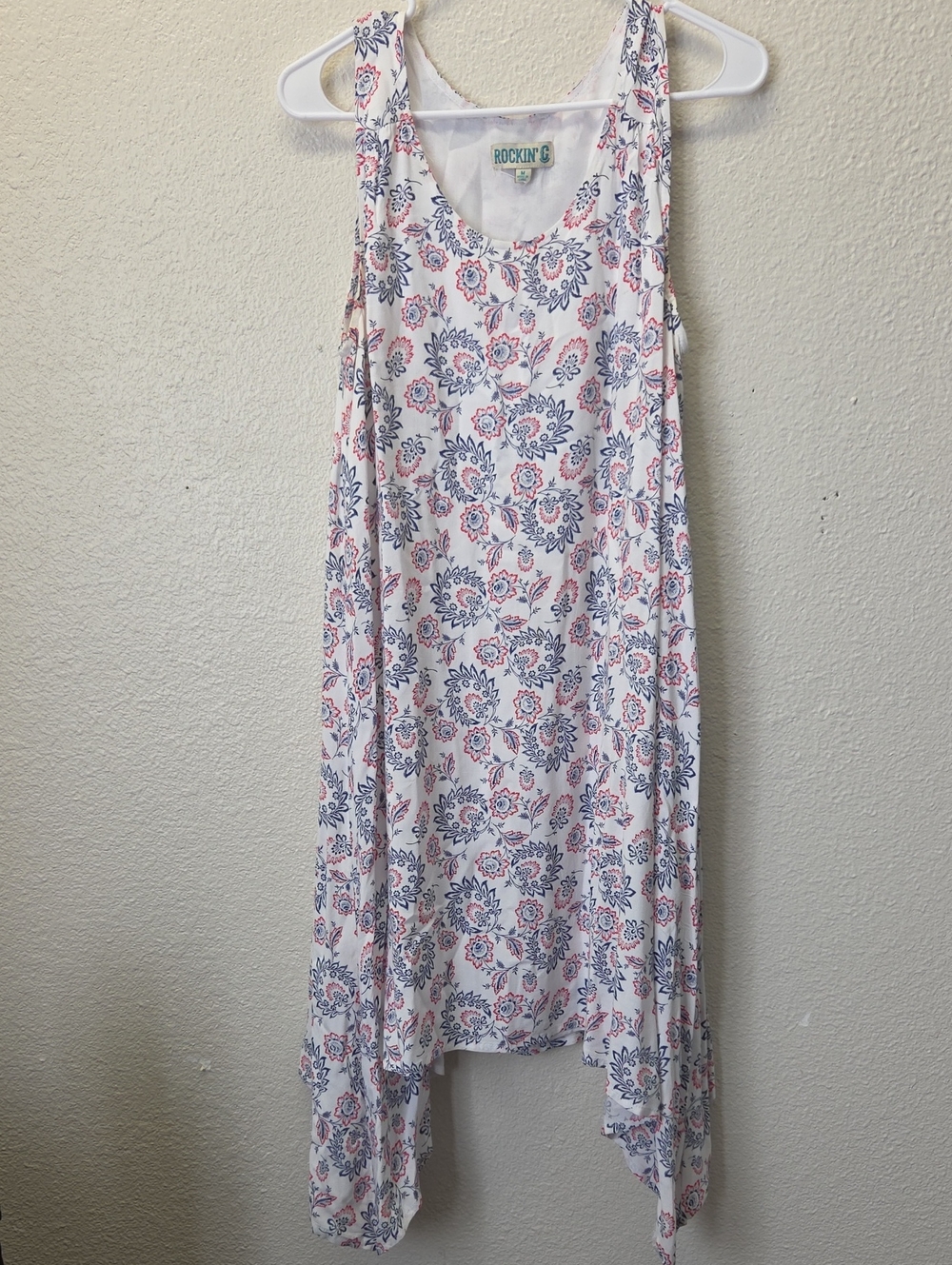 Rockin' G White Asymmetrical Floral Tank Dress